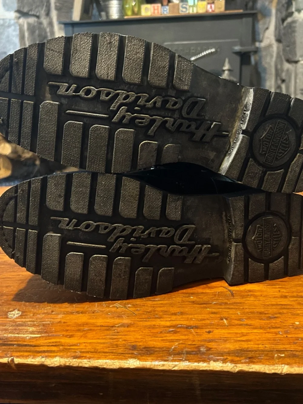 Black Harley Davidson Motor Cycle Lace Up Steel Toe Boots